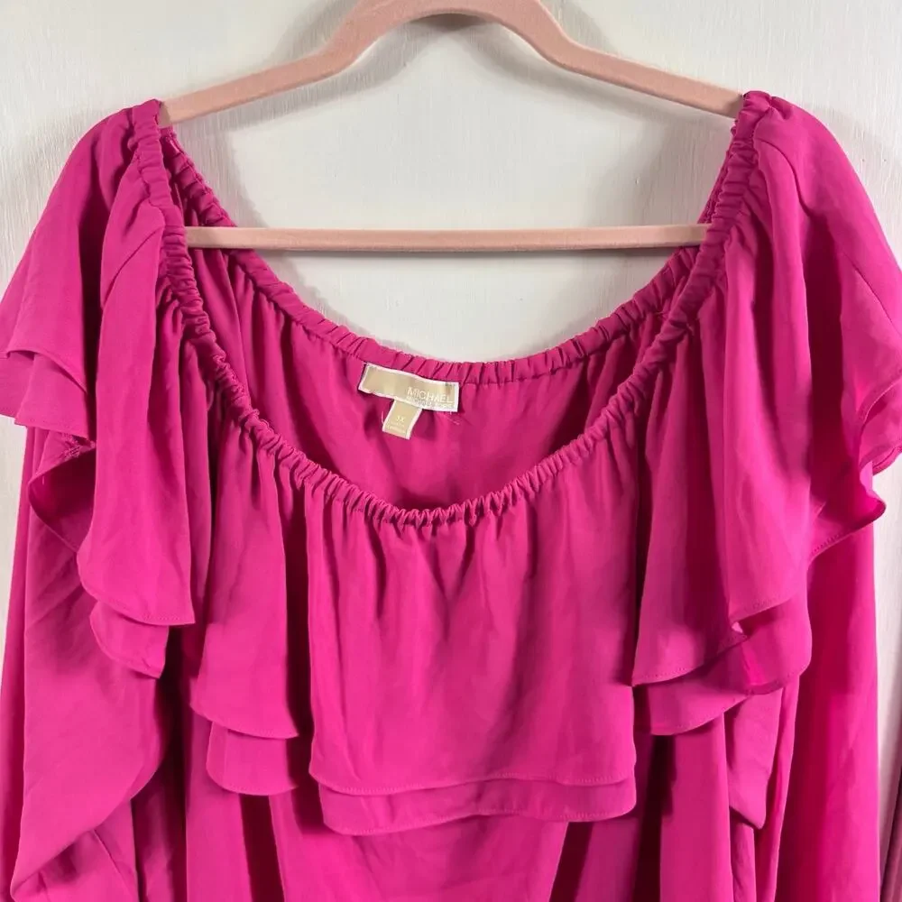 MICHAEL Michael Kors Pink Ruffle Off Shoulder Blouse Plus 3X NWOT